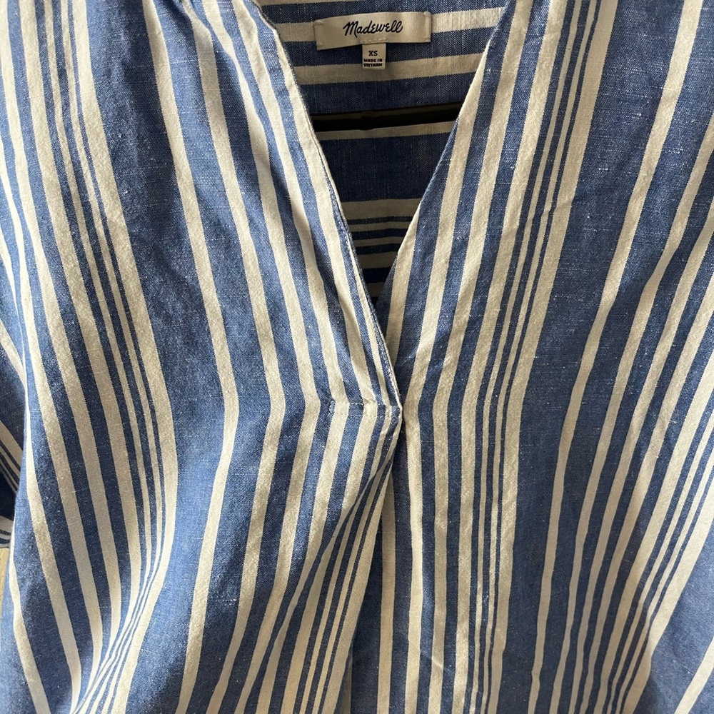 Madewell Women’s Courier Button-Back Shirt XS Hinsdale Stripe Blue White Top - Picture 12 of 13